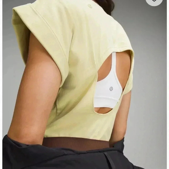 Lululemon Cotton T Shirt Bodysuit NWT Light Lime Green Open Back Women’s Medium - Picture 5 of 13